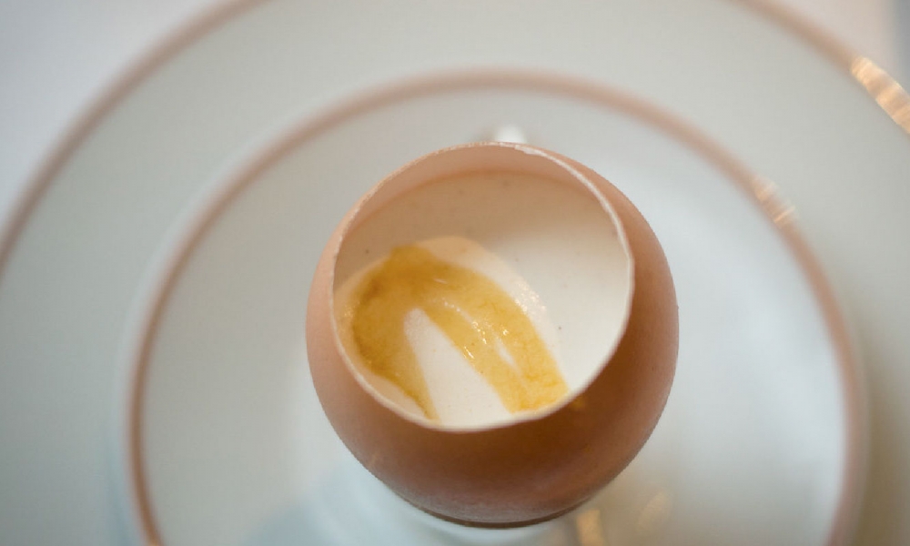 Chaud-froid d’œuf au sirop d’érable et vinaigre de Xérès, Alain PASSARD